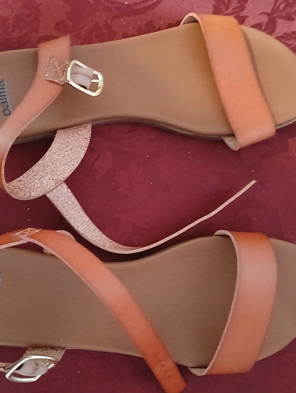 Chambray Orange Women's Strappy Sandals - Casual Everyday Style